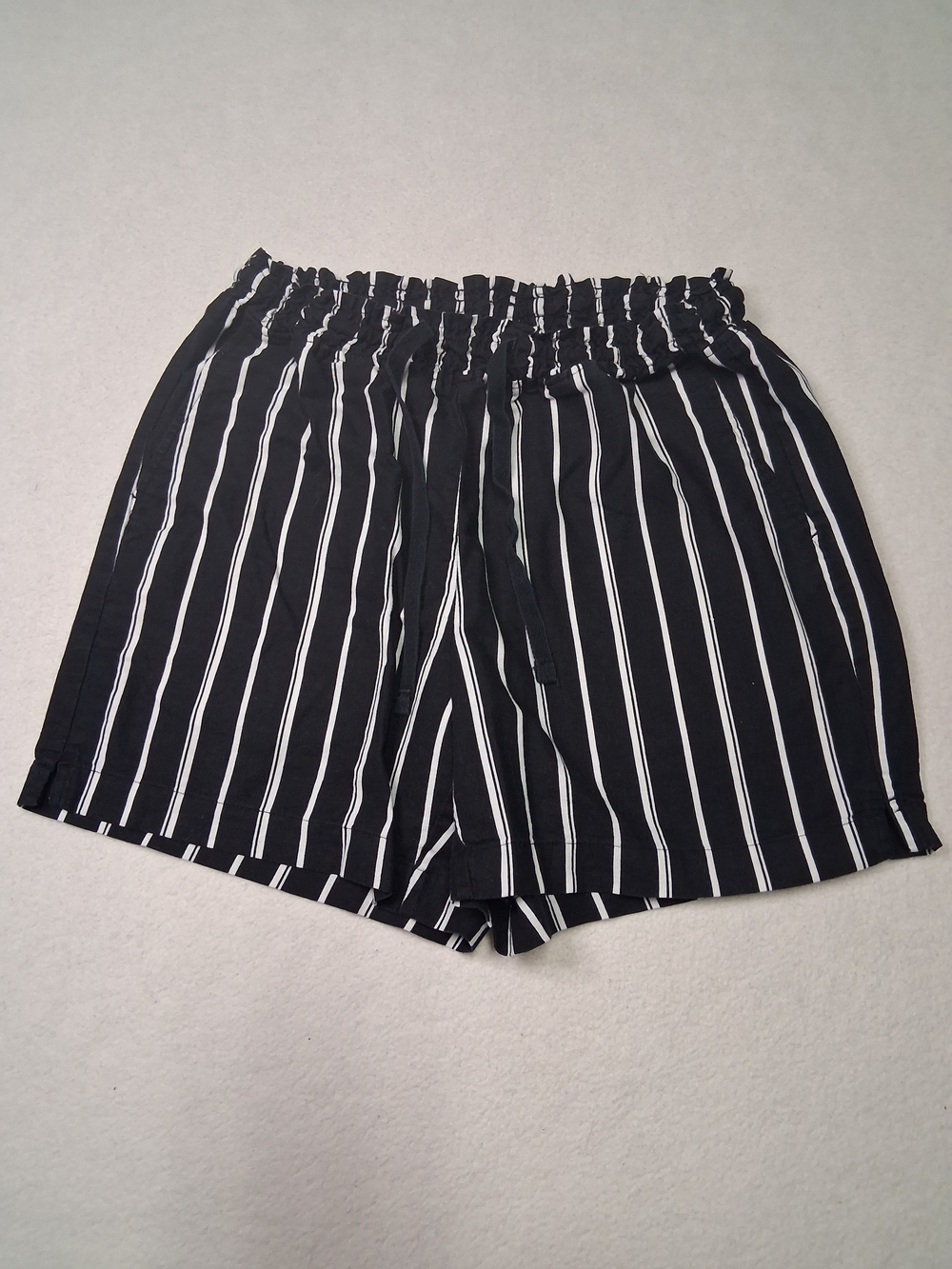 Black & White Striped Paperbag Waist Women's Shorts